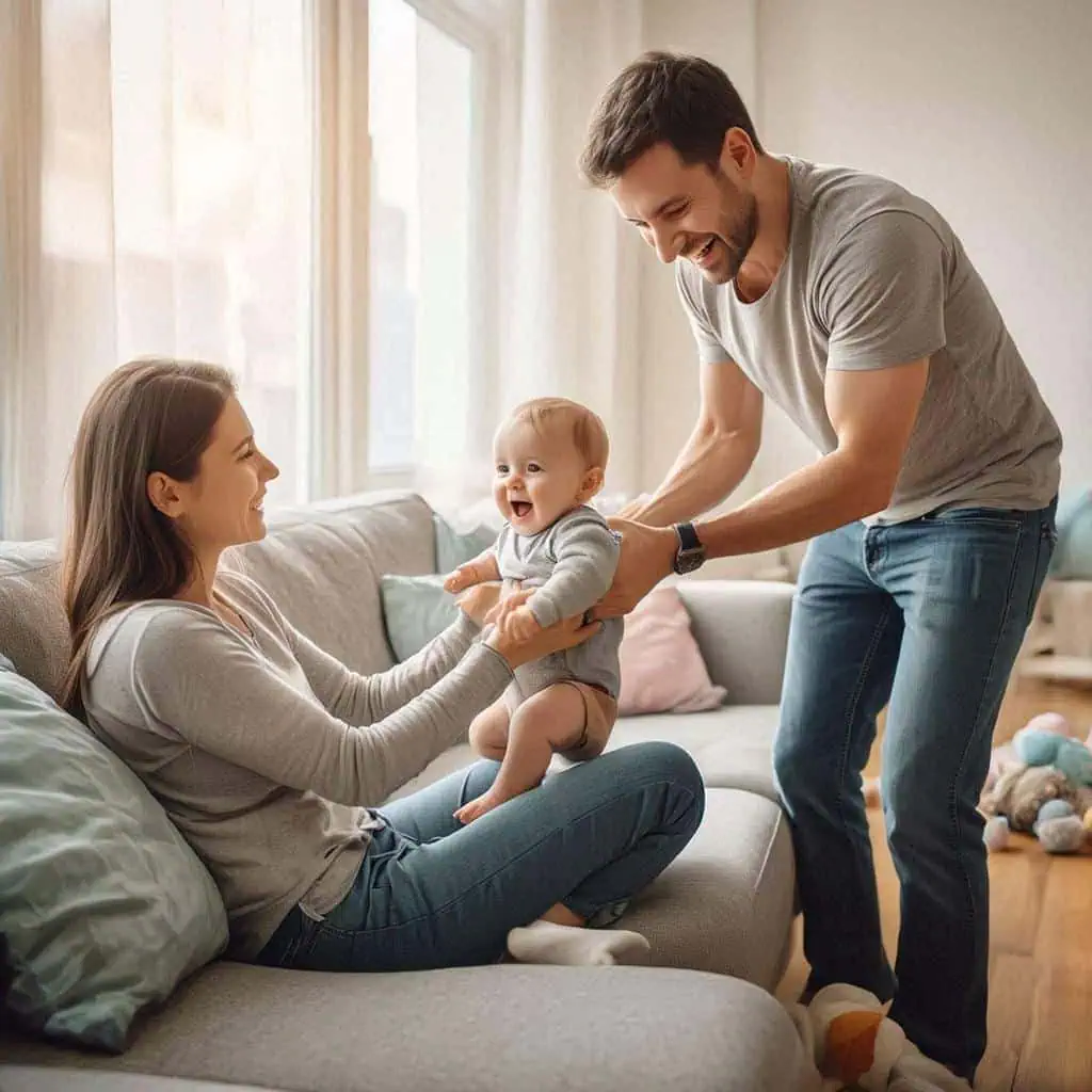 Parents playing with their baby