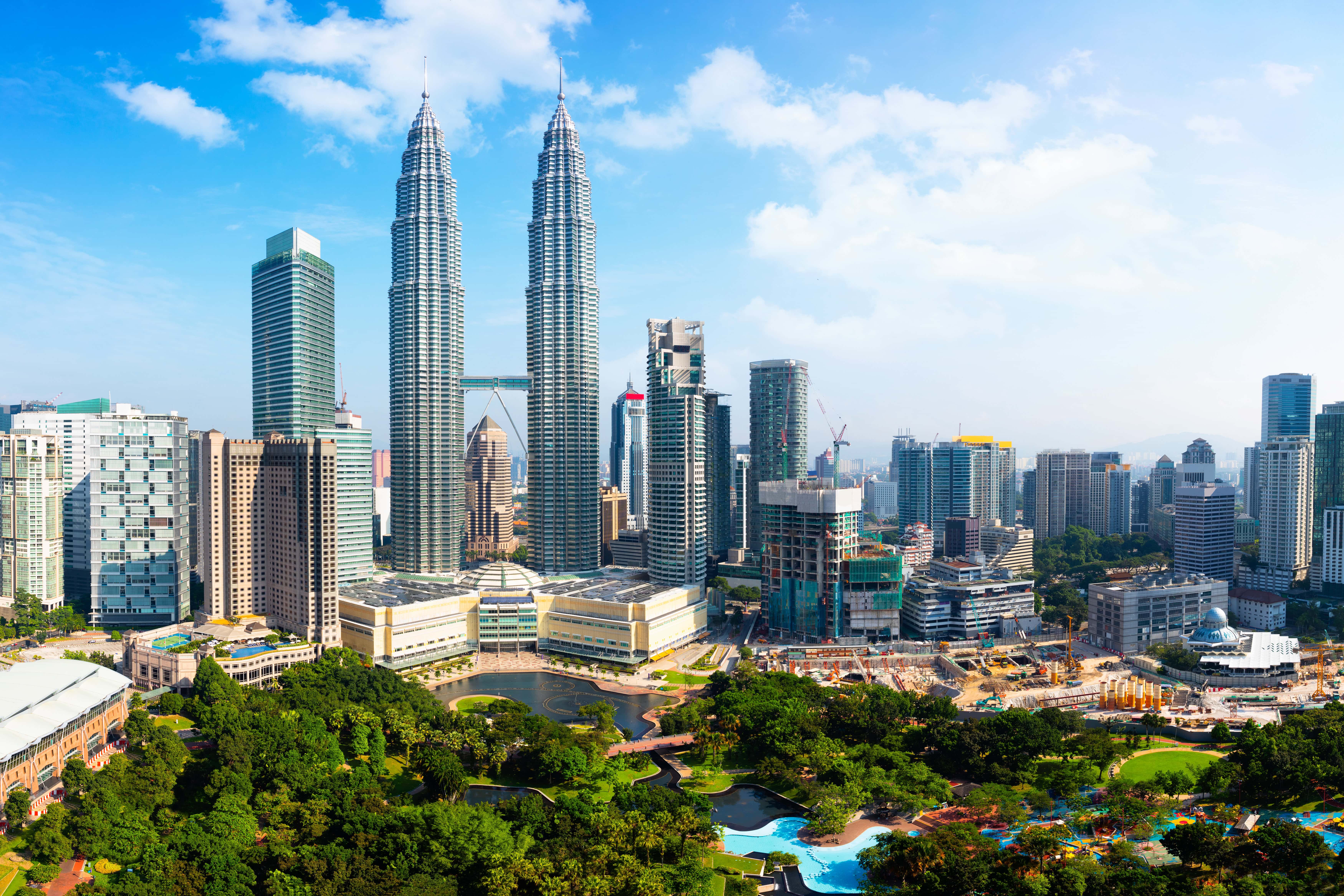 Kuala Lumpur skyline with Petronas Towers.