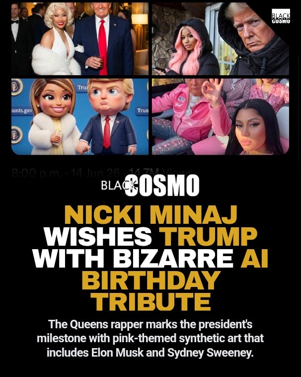 Nicki Minaj Wishes Donald Trump Happy Birthday with AI Art