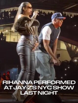 Rihanna and JAY-Z performing together live on stage during JAY-Z's Yankee Stadium concert residency.