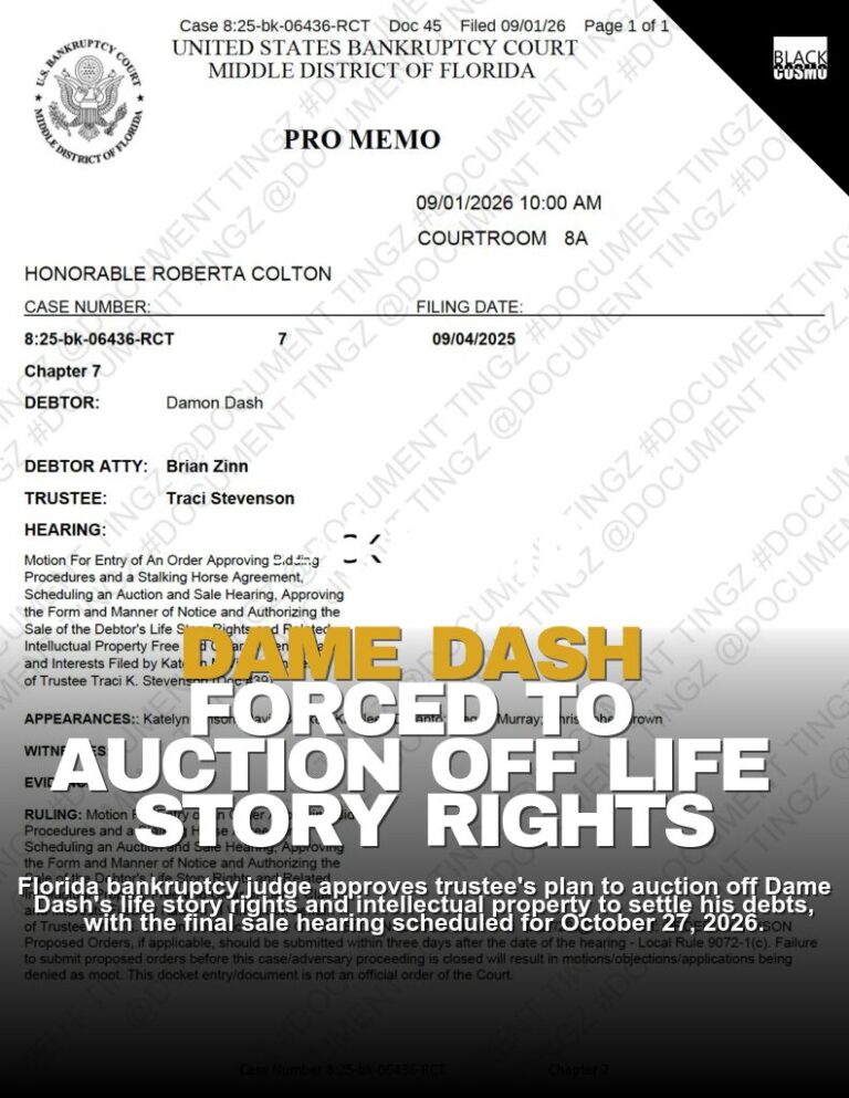 Dame Dash Life Rights Auction in Bankruptcy Court