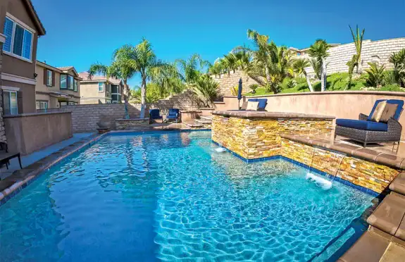 Blue Haven custom pool Inland Empire palm landscaping