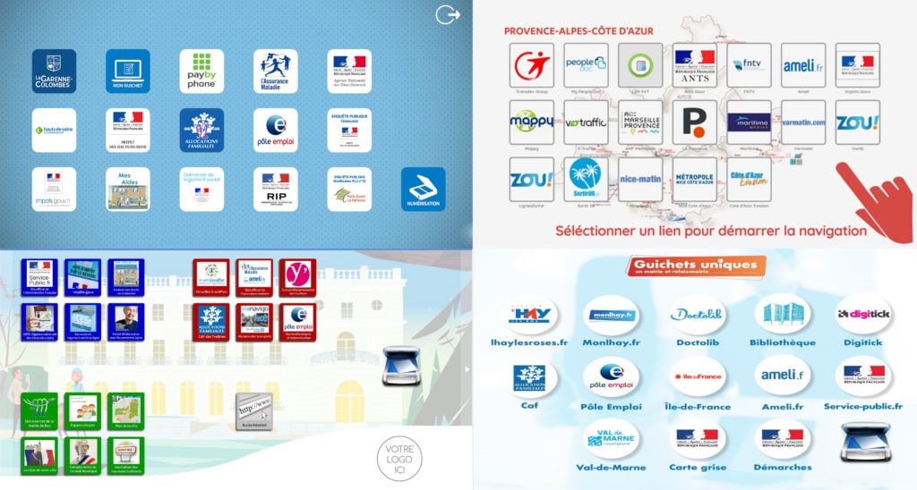 Exemple de réalisations de page d'acceuil - borne interactive multiservice