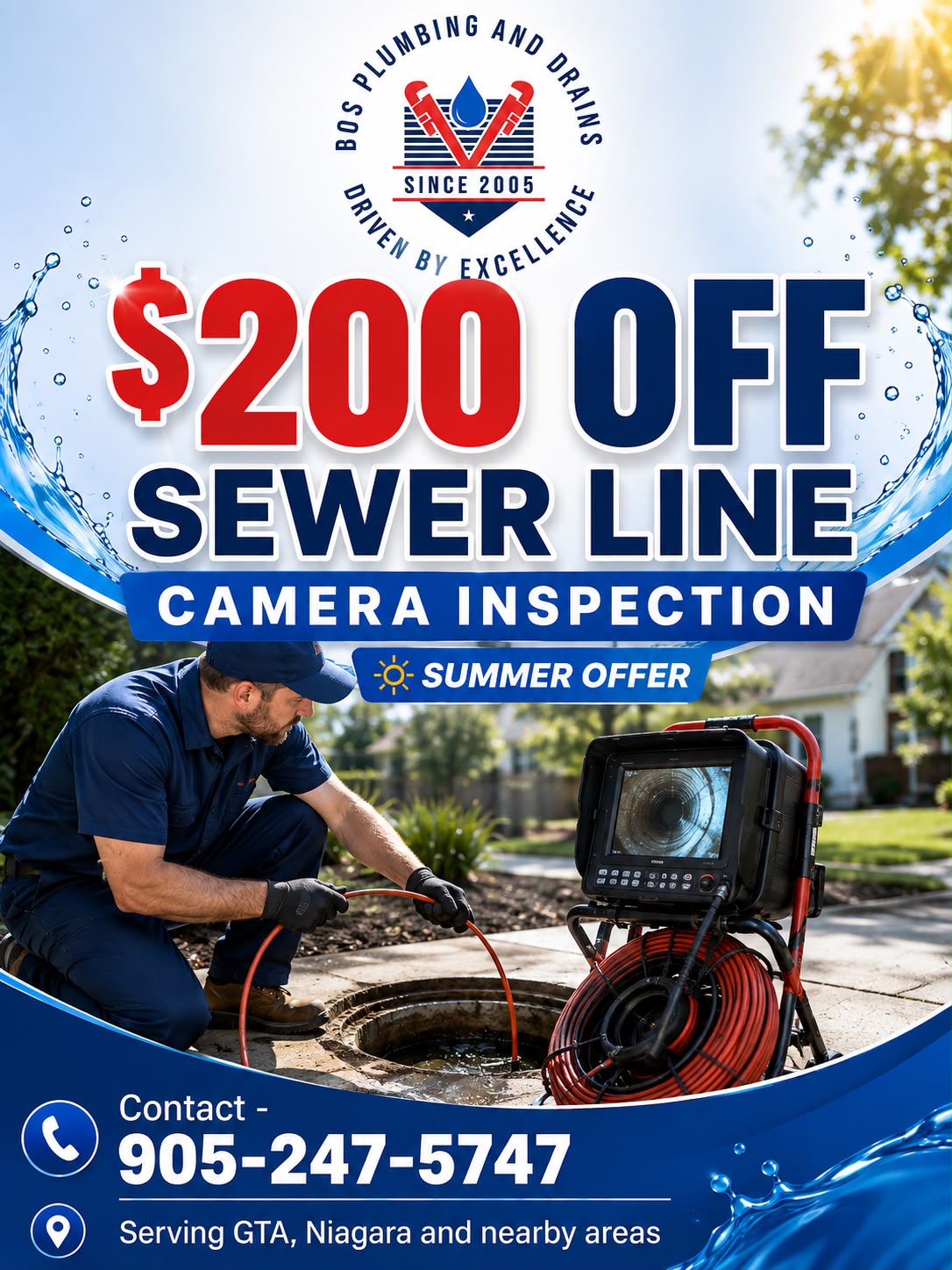 $200 OFF Sewer Line Camera Inspection in Niagara