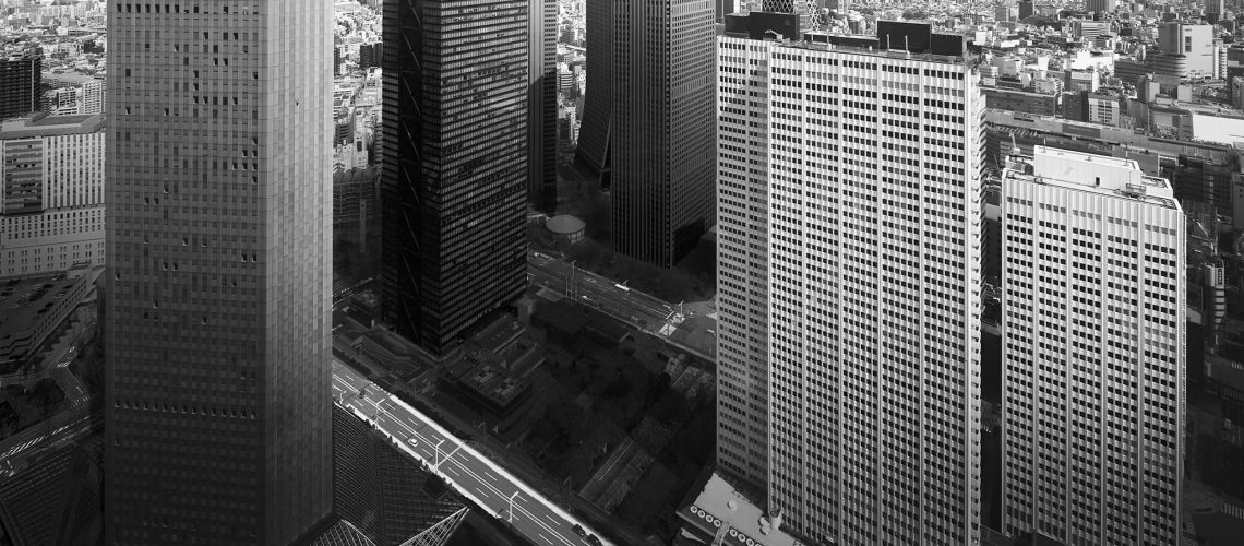 Black and white fine art architecture Tokyo Skyline