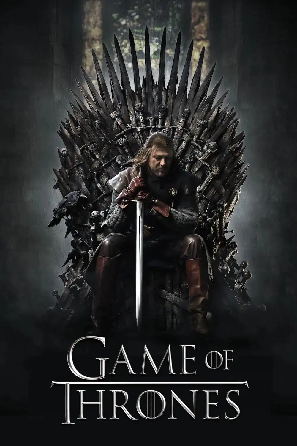 Iconic Game of Thrones poster featuring Ned Stark on the Iron Throne, representing the premium TV series and VOD content available through shop IPTV.