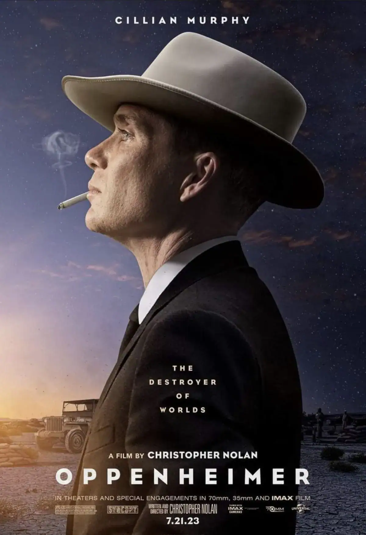 Oppenheimer movie poster featuring Cillian Murphy, highlighting the premium 4K cinematic streaming experience available through shop IPTV.