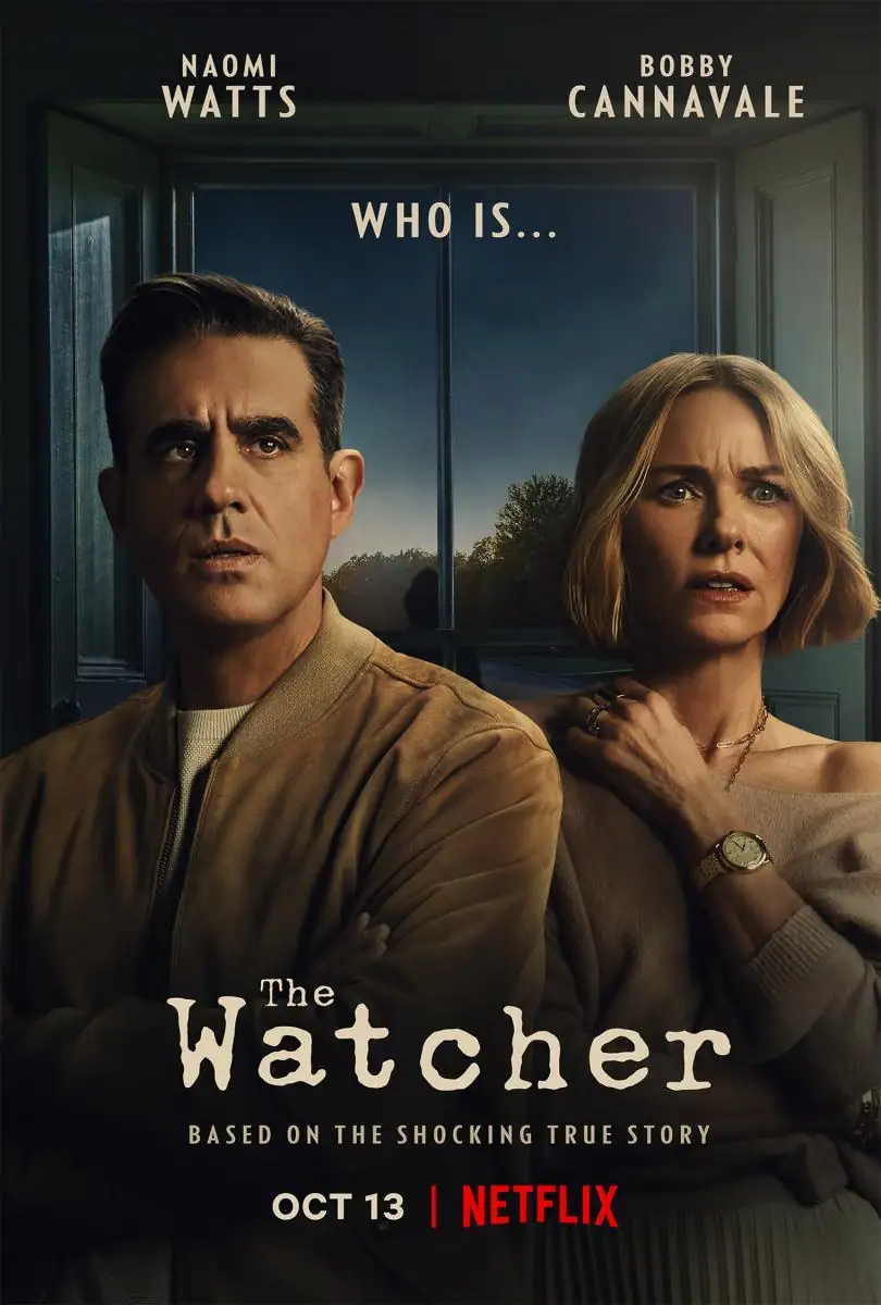 The Watcher Netflix series poster featuring Naomi Watts and Bobby Cannavale, showcasing the premium mystery and thriller VOD content available on the shop IPTV platform.