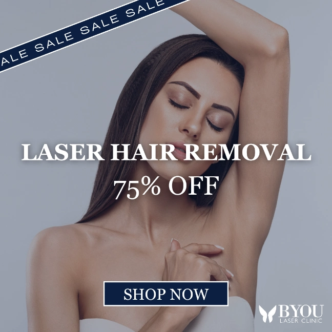 Laser hair removal 75% off banner