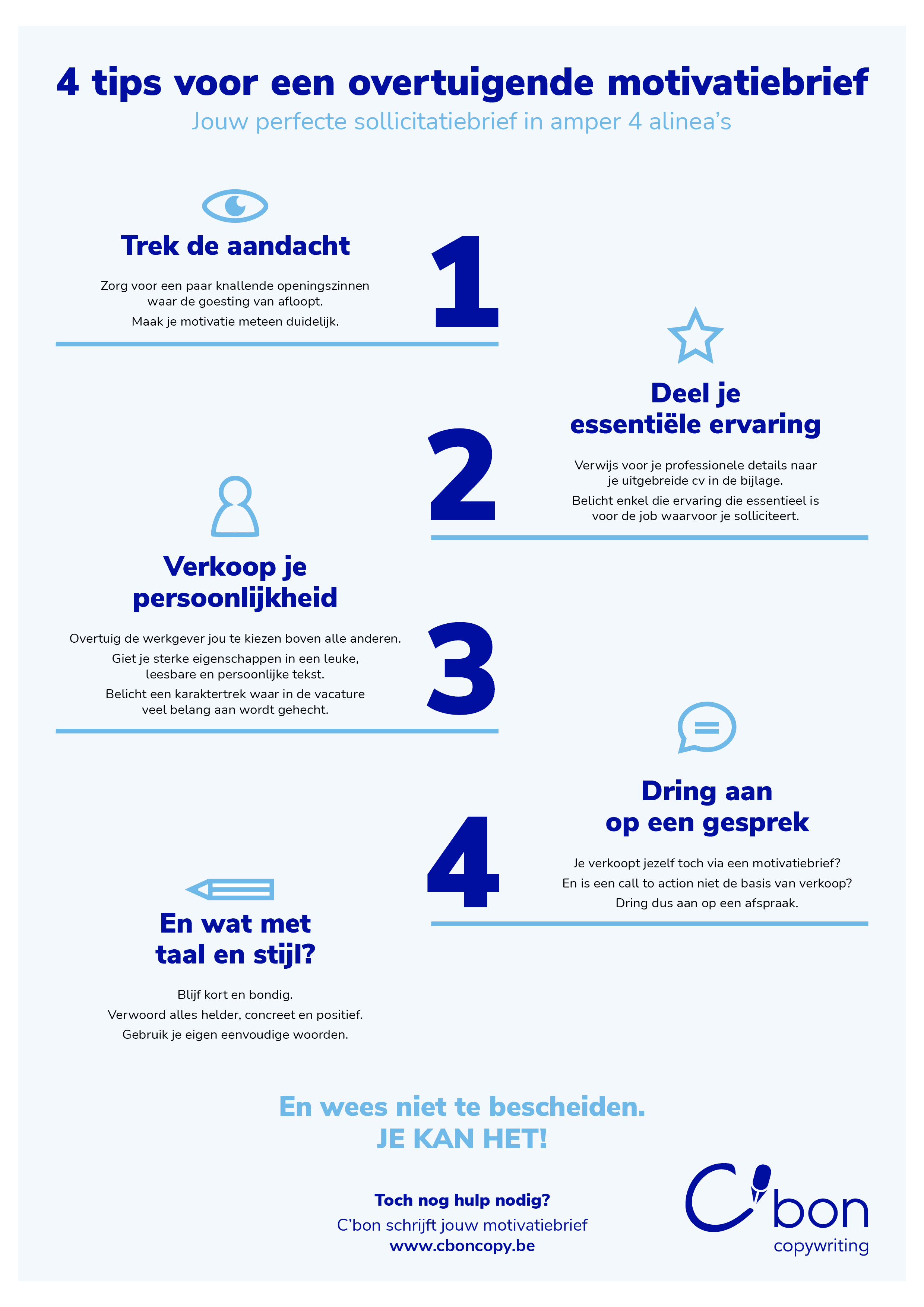 De beste structuur van een sollicitatiebrief volgens Christine Bonheure van C'bon.