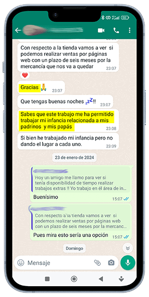 un móvil con una conversación