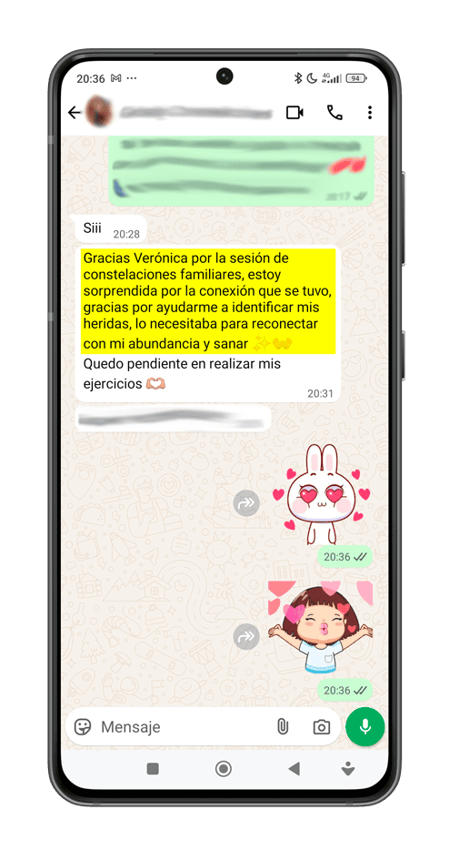 Captura de pantalla de testimonio