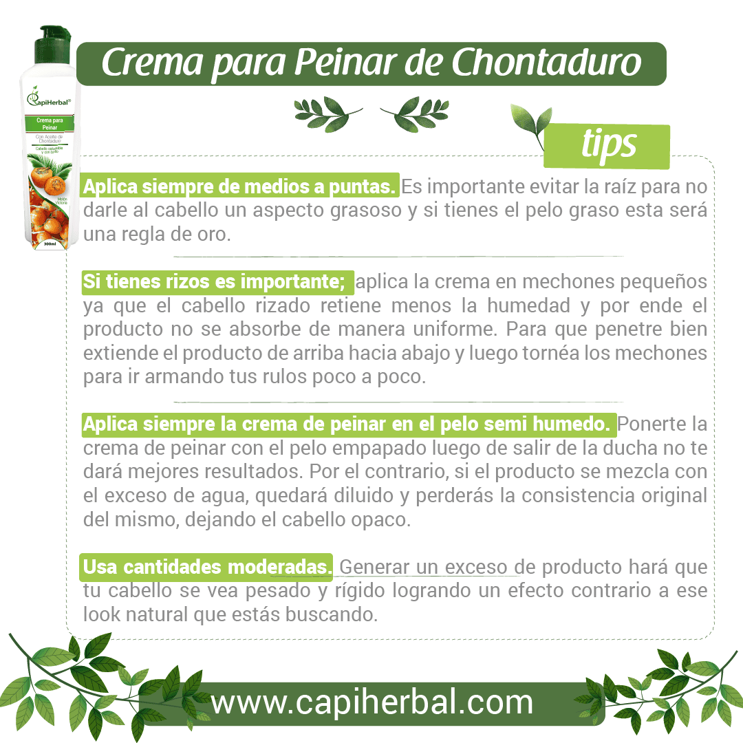 Guia de uso Crema de Peinar de Chontaduro 2