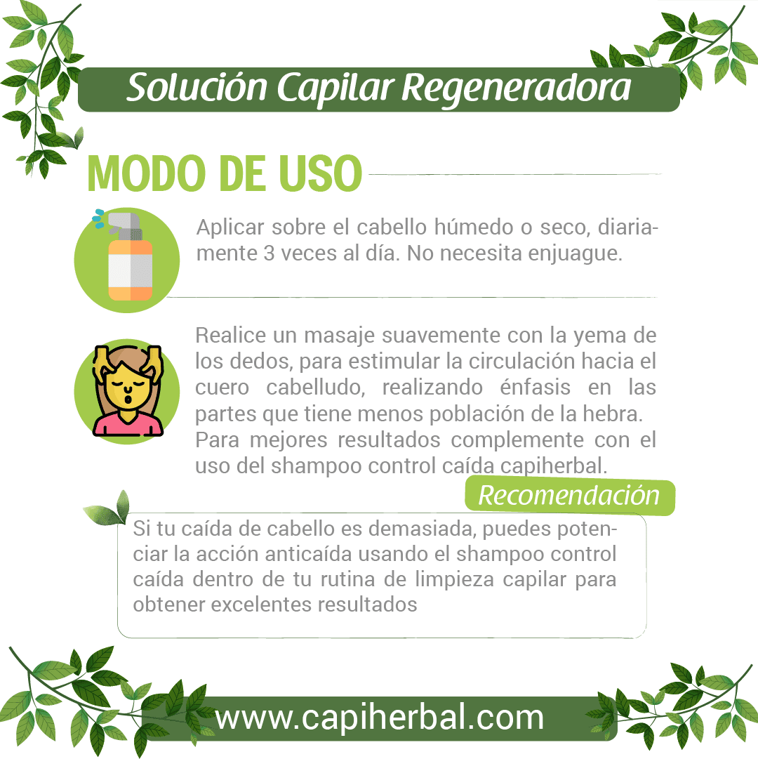 Modo de Uso Solución capilar regeneradora con romero y cacao – CapiHerbal