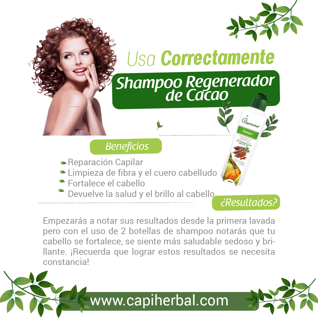 Modo de Uso Shampoo regenerador 1 con extracto de cacao – CapiHerbal