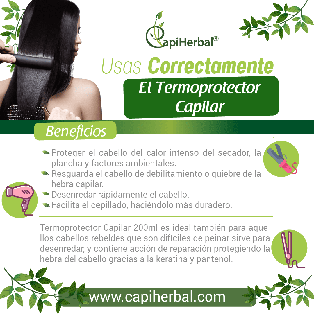 Modo de Uso Termoprotector Capilar 1 con extractos naturales – CapiHerbal