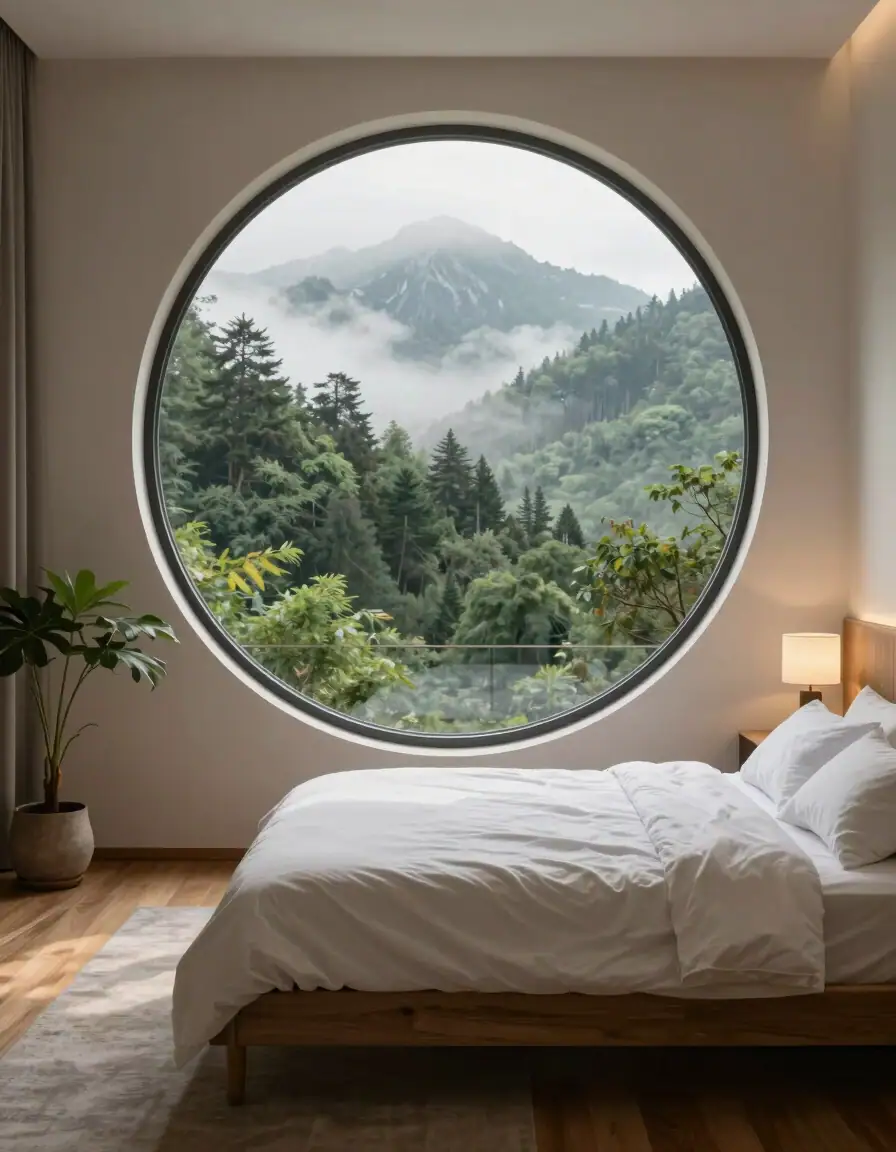 Serene Circular Window Bedroom