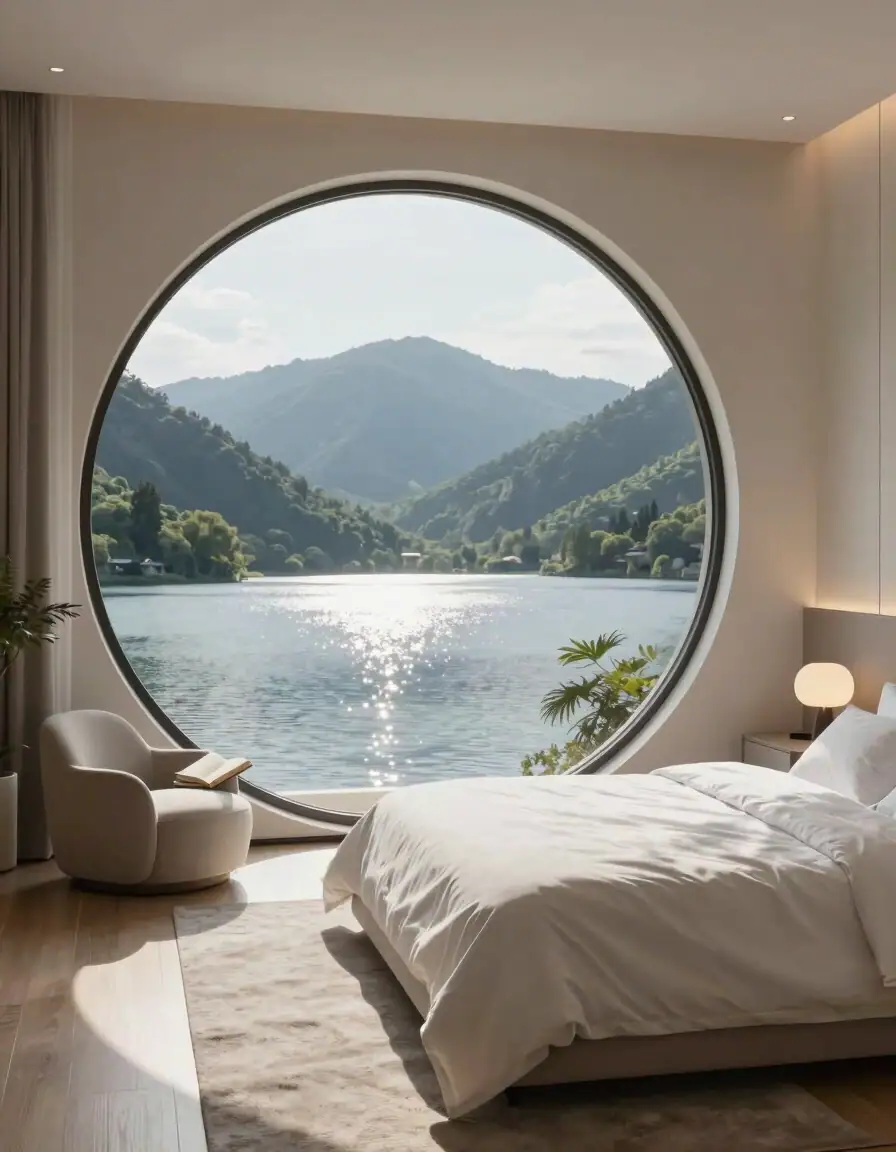 Serene Lakeside Bedroom Oasis