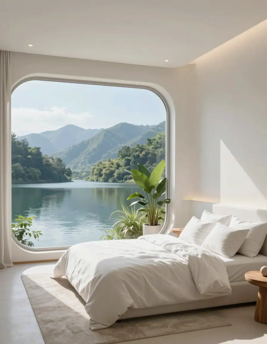 Serene Lakeside Bedroom Retreat