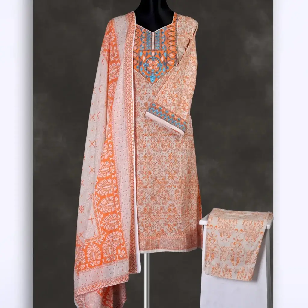 Chaiti Pure Cotton Embroidery Three Piece
