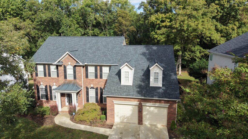 Brick colonial in Waxhaw, NC with a new Owens Corning Duration Onyx Black roof