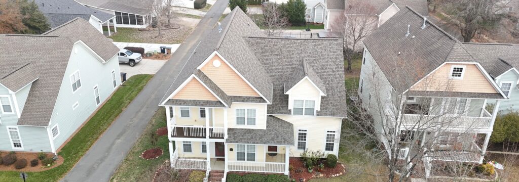 Two-story home in Indian Trail, NC with a new architectural shingle roof by Charlotte Ace Roofing