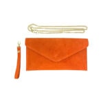 Bolso de Piel tipo Sobre con solapa de botón, asa y tira bandolera