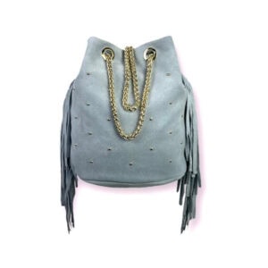 Bolso de Piel Italiana con Flecos Laterales y Tachuelas para Mujer