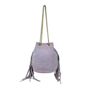 Bolso de Piel Italiana con Flecos Laterales y Tachuelas para Mujer