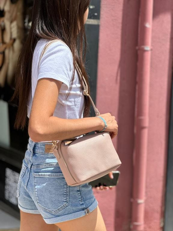Bolso de de Piel de Grano Italiana con Asa Corta Original para Mujer