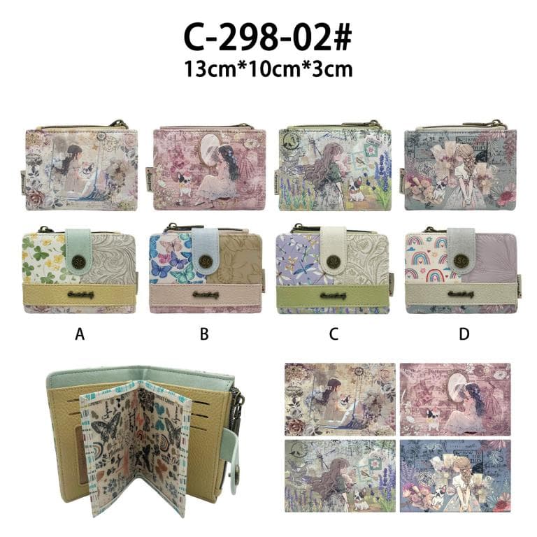 Monedero Sintético con Diseño Muñeca Sweet Candy, Caja, Cremallera, Solapa y Espacio para Tarjetas