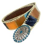 Bonito Cinturón Único en Piel Artesanal Estilo Patchwork Hippie Mujer con Diseño Exclusivo