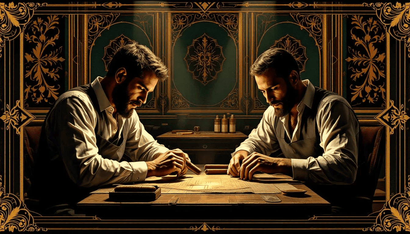 The legacy of Cuban cigars being rolled by skilled male rollers.