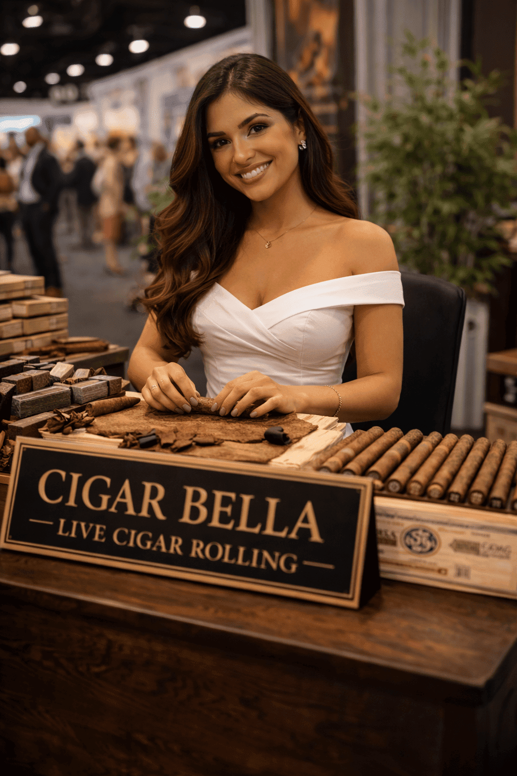 live cigar rolling by Cigar Bella at a professional corporate event