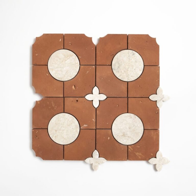 Diana Royal, Rustic Terracotta Honed Bocciolo Marble Mosaic