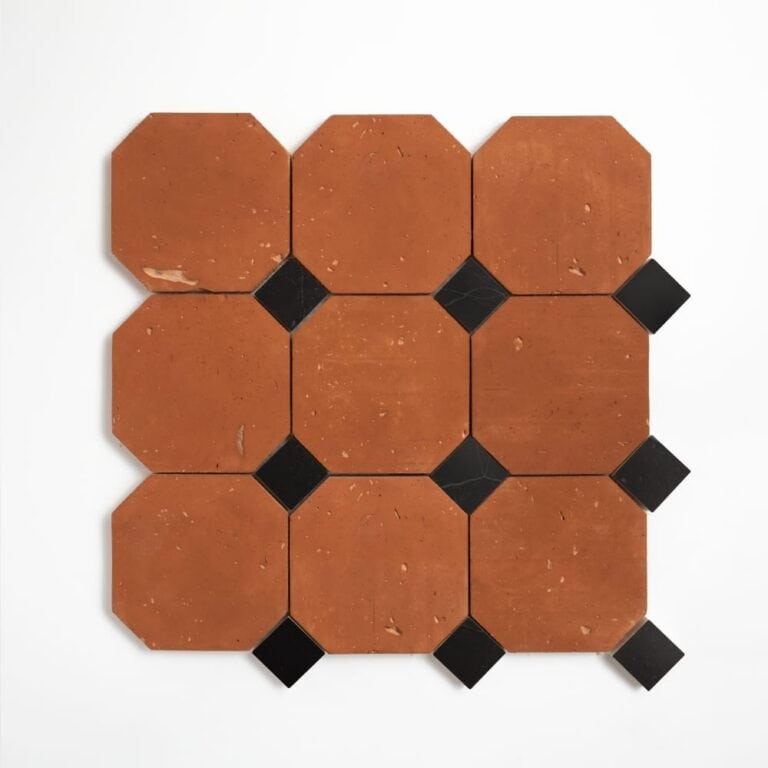 Black, Rustic Terracotta Honed Ottapunto Marble Mosaic