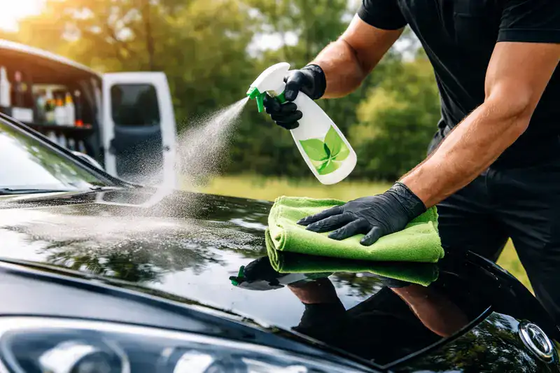 Détail d'un lavage auto écologique professionnel
