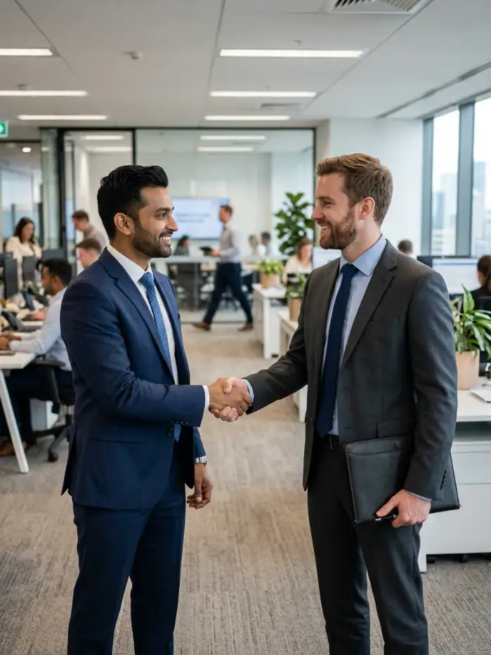Clickbait Branding team meeting with a client in a modern office
