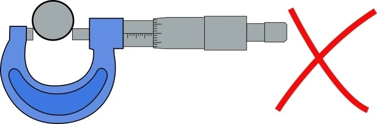 demonstrating the wrong way to use a micrometer