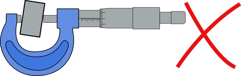 demonstrating the wrong way to use a micrometer