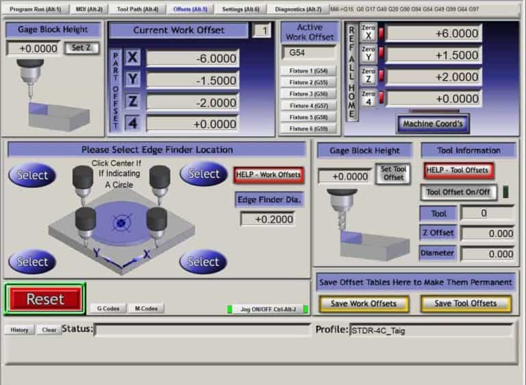 Mach3 offsets screen