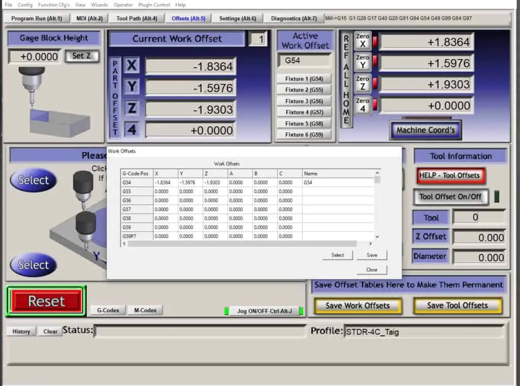 work offset page in mach3