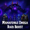 Players defeating Dimensius during the Manaforge Omega Raid in WoW The War Within