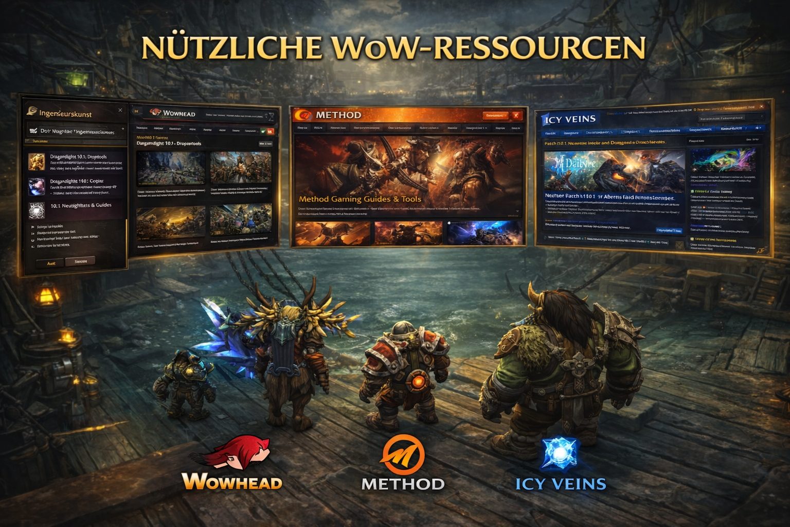 Nützliche WoW-Ressourcen für Anfänger einschließlich Wowhead, Method und Icy Veins
