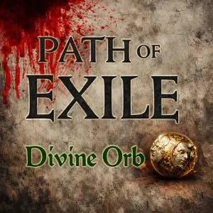 Path of Exile Divine Orbs Produktbild mit leuchtenden goldenen Orbs, dunklem Fantasy-Hintergrund und mystischer Atmosphäre für Mirage, Standard und Hardcore