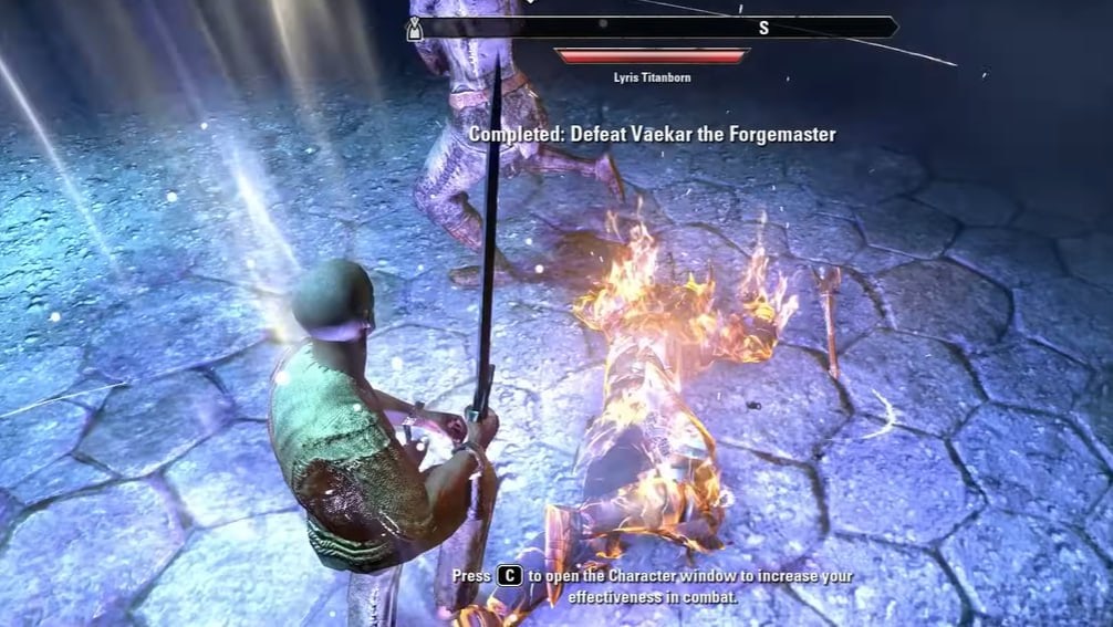 Elder Scrolls Online dungeon boss fight gameplay scene