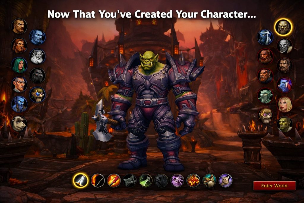 WoW Retail character creation screen for a new player
