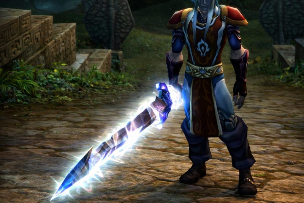 WoW TBC Classic enchanting weapon with glowing magical effect in The Burning Crusade Classic