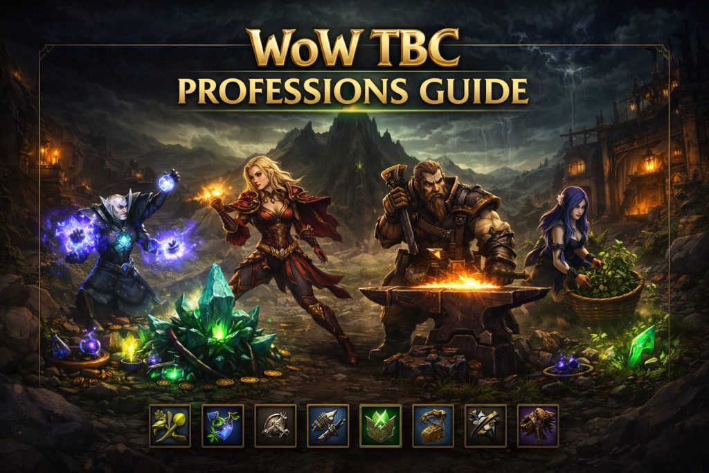 WoW TBC Classic professions guide showing crafting and gathering professions in The Burning Crusade