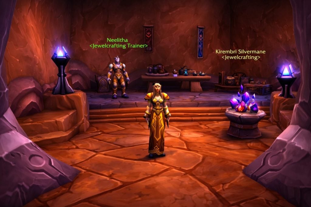 WoW TBC Classic jewelcrafting trainer and gem crafting station in Shattrath City
